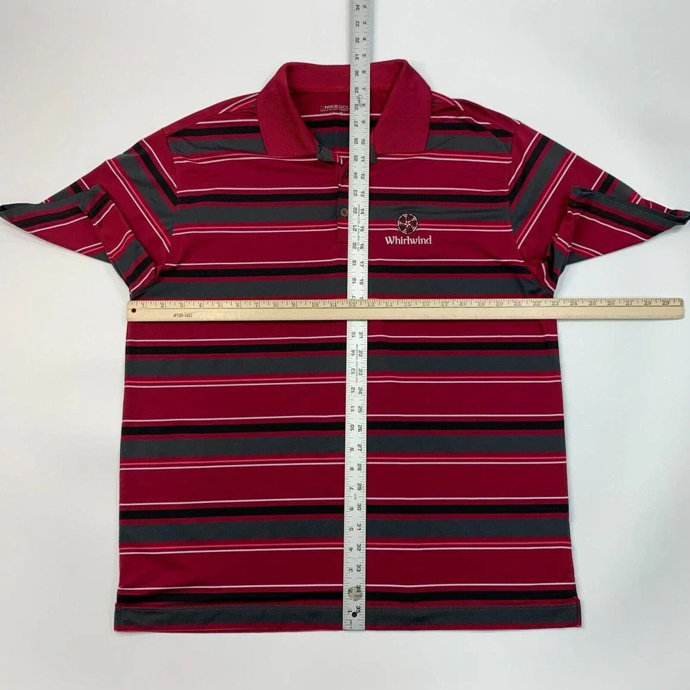 Nike Golf Shirt Mens L Large Wine Red Striped Stretch Performance Polo Whirlwind - Picture 8 of 12